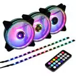 Ubanner DS 120 MM Case Ventole RGB per PC con Controller RF e Striscia LED
