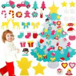 UieaMsio Albero di Natale in Feltro per Bambini con Ornamenti Rimovibili
