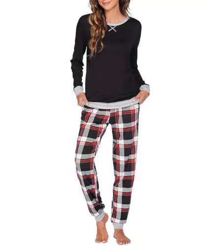 UNibelle Pigiami da Donna Girocollo Manica Lunga Sleepwear Set