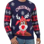 Uniexcosm Maglione di Natale Uomo in Cotone Girocollo Invernale Lungo
