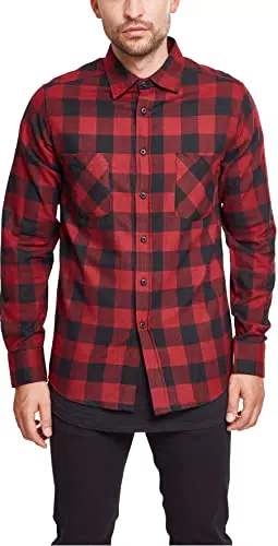 Urban Classics Camicia in Flanella a Maniche Lunghe da Uomo - Vestibilità Regolare