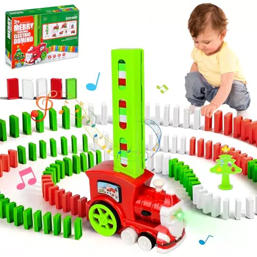Vibbang Trenino Elettrico Domino - Gioco Educativo per Bambini con Blocchi di Costruzione