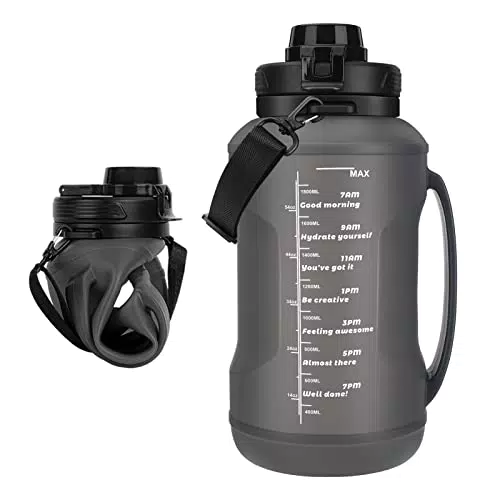 Victop Borraccia Pieghevole in Silicone con Cannuccia e Indicatore del Tempo