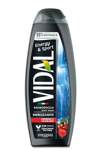 Vidal Bagnoschiuma Energy & Sport con Ginseng e Guaranà, Formula Energizzante