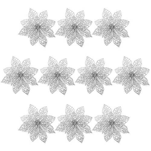WINOMO Fiori Artificiali Glitter per Decorazione Albero di Natale