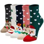 ZAKASA Calze Natalizie Donna Divertenti in Cotone con Stampa di Babbo Natale