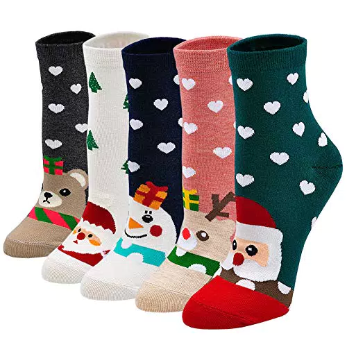 ZAKASA Calze Natalizie Donna Divertenti in Cotone con Stampa di Babbo Natale