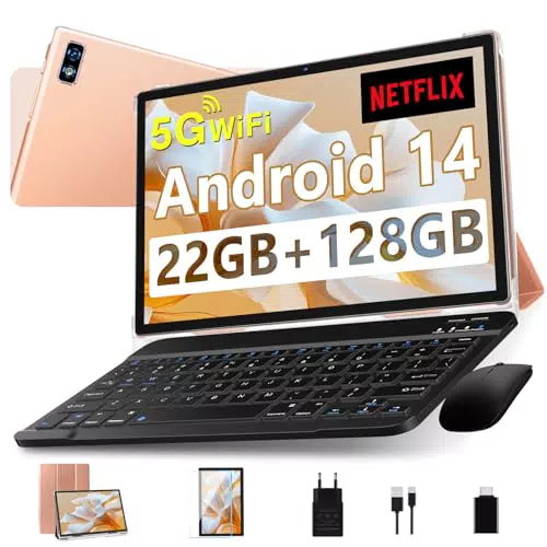 Tablet Android 14 10.1" Octa Core 2.0GHz, 22GB RAM, 128GB ROM, Tastiera e Mouse