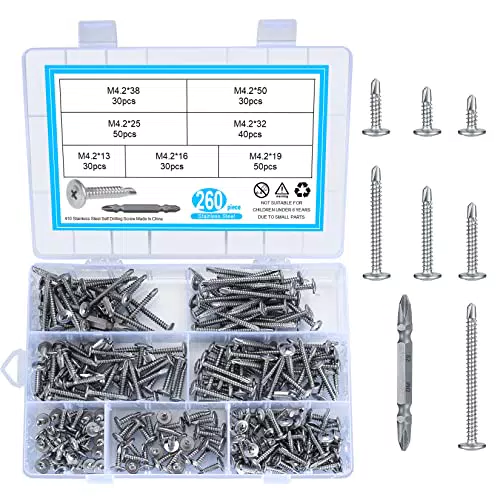 Viti Autofilettanti M4.2 in Acciaio Inossidabile - Set per Metallo e Lamiera