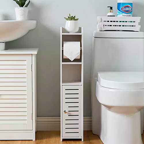 AOJEZOR Porta Carta Igienica e Portarotolo 2 in 1 per Mobile Bagno