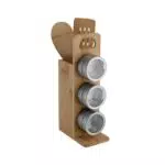 Axentia Portaspezie in legno di bambù con dosatori in acciaio inox, organizer per condimenti