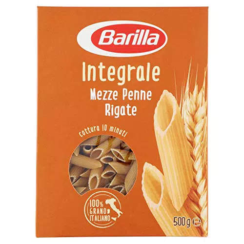 Barilla Pasta Mezze Penne Rigate Integrali, Pasta Corta di Semola Integrale di Grano Duro
