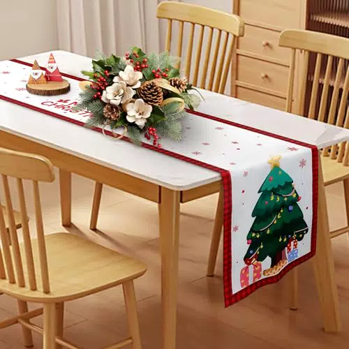Bonna Runner da Tavola Natalizio in Velluto per Decorazioni Festive