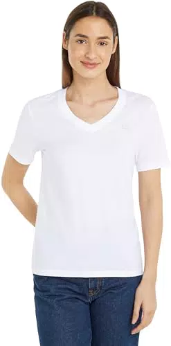 Calvin Klein Jeans Donna T-Shirt V-Neck CK EMBRO BADGE