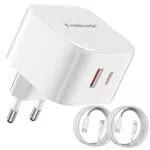 Lemorele Caricatore USB C 45W con 2 Porte e Cavi per iPhone 15 e MacBook