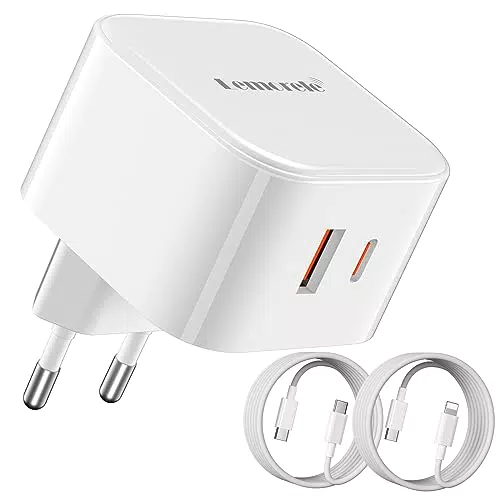 Lemorele Caricatore USB C 45W con 2 Porte e Cavi per iPhone 15 e MacBook
