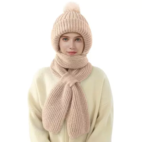 CMTOP Sciarpa con Cappuccio Donna Multifunzionale Antivento 2 in 1 Invernale