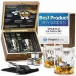 Whisky Stones Set di Cubetti di Ghiaccio Riutilizzabili con Pinza e Bustina