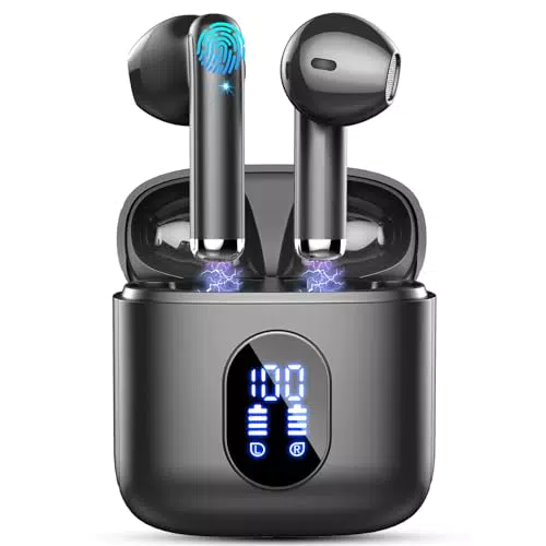 Cuffie Bluetooth 5.4 HiFi con Cancellazione Rumore e Display LED, IP7 Impermeabili