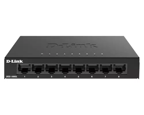 D-Link DGS-108GL Switch Unmanaged Gigabit 8 Porte Plug-and-Play senza Ventole