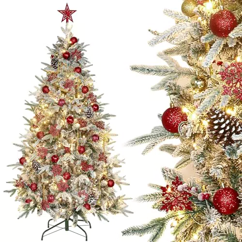 Dewur Albero di Natale Artificiale con Illuminazione e Decorazioni Natalizie