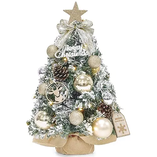 Dewur Mini albero di Natale con illuminazione a LED per decorazioni natalizie