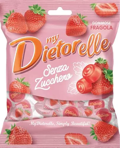 Dietorelle Caramelle Morbide Vegan alla Fragola Senza Zucchero e Glutine