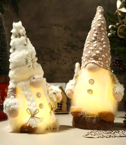 FAOKZE Gnomo di Natale con LED - Decorazione Natalizia Illuminata per Interni