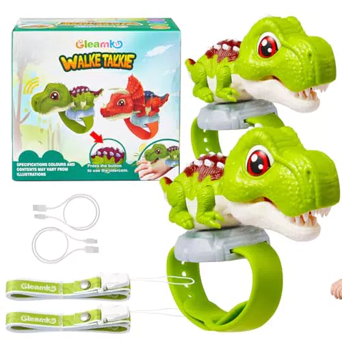 Gleamkid Walkie Talkie per Bambini, Giocattolo Dinosauro per Ragazzi 3-12 Anni