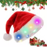 GOEDCH Cappello di Babbo Natale LED in Peluche, Morbido e Caldo per Feste