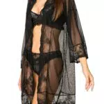 Goldenpoint Vestaglia Lolita in Pizzo con Cintura in Raso per Donna