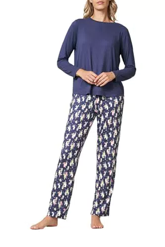 Goldenpoint Pigiama Lungo Donna Stampa Cheers con Maniche Lunghe e Girocollo