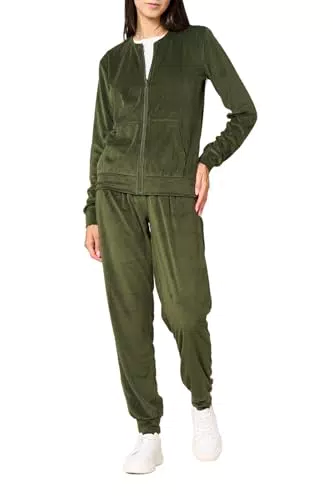 Goldenpoint Tuta in Velour con Maniche Lunghe e Girocollo in Ciniglia
