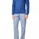 Goldenpoint Pigiama Lungo Uomo Serafino Tartan in Cotone con Pantaloni Elasticizzati