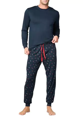 Goldenpoint Pigiama Uomo Regular Candy Canes con Maglia Manica Lunga e Pantaloni