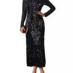 Grace Karin Abito Lungo Elegante con Paillettes e Maniche Lunghe da Sera
