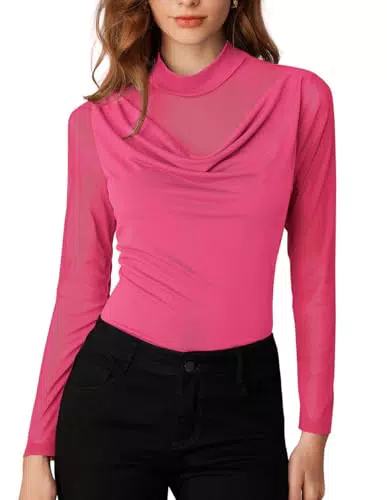 Grace Karin Maglia da donna elegante a maniche lunghe con collo alto Hablber