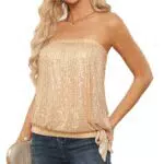 Grace Karin Top Elegante con Paillettes Senza Maniche per Feste