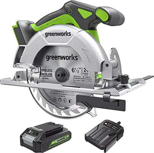 Greenworks GD24KSK2 Sega Circolare a Batteria 24V con Motore Brushless e Lama Ø165 mm