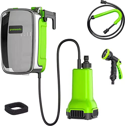 Greenworks G24SWP Elettropompa a Immersione a Batteria 1800L/ora con Attacco Rapido