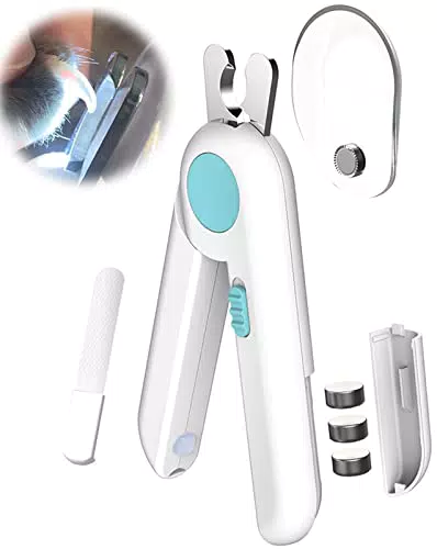 iRenXiao Tagliaunghie Professionale per Cani e Gatti con Luce LED Antispruzzo