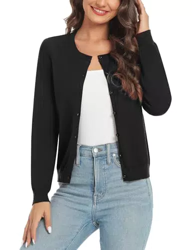 Irevial Cardigan Donna Girocollo Elegante Maniche Lunghe Casual Primaverile