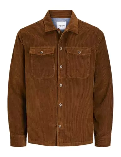 Jack & Jones Jjeeddie Camicia a Maniche Lunghe in Corduroy