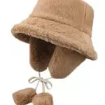 JFAN Cappello da Pescatore in Peluche con Paraorecchie Staccabili per Donne