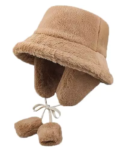 JFAN Cappello da Pescatore in Peluche con Paraorecchie Staccabili per Donne