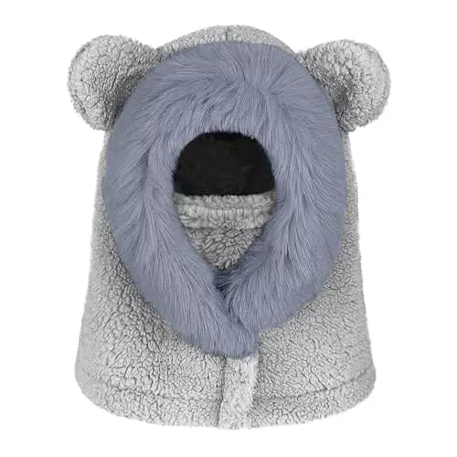 JFAN Cappello e Scaldacollo Invernale per Bambini 3-10 Anni Berretto Peluche
