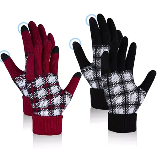 JFAN Guanti Invernali Maglia Donna Touch Screen Termici per Outdoor e Sci