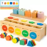 Justwood Montessori - Giocattoli in legno per bambini, classificatori e blocchi geometrici