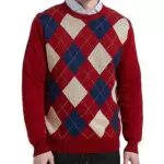 Kallspin Maglione Uomo Argyle a Maniche Lunghe in Misto Lana
