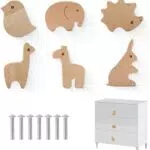 KHIRY Maniglie per Cassetti in Legno con Motivo Animale - Pomelli Decorativi